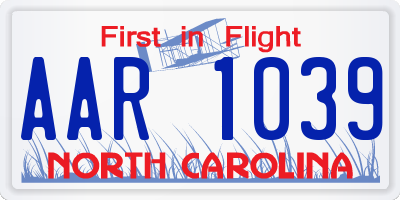 NC license plate AAR1039