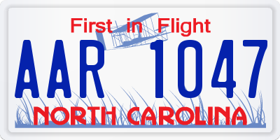 NC license plate AAR1047