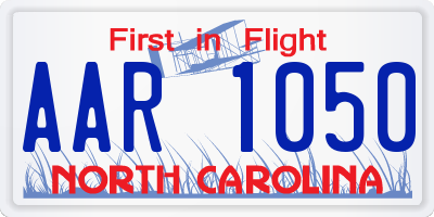NC license plate AAR1050