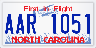NC license plate AAR1051