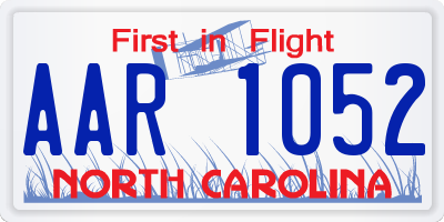 NC license plate AAR1052
