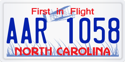 NC license plate AAR1058