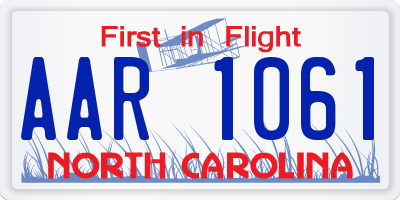 NC license plate AAR1061
