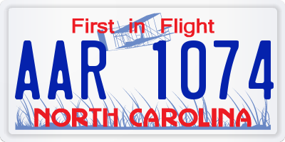 NC license plate AAR1074