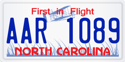 NC license plate AAR1089