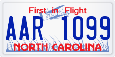 NC license plate AAR1099