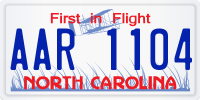 NC license plate AAR1104