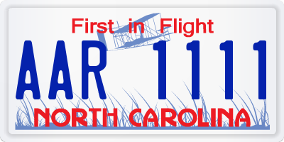 NC license plate AAR1111