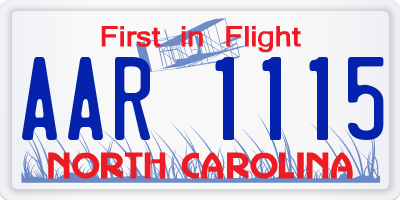 NC license plate AAR1115