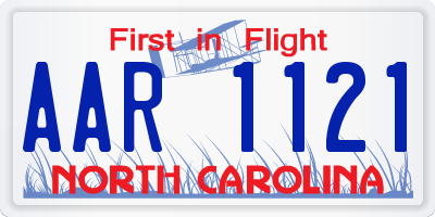 NC license plate AAR1121