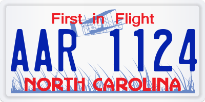 NC license plate AAR1124