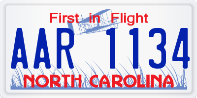 NC license plate AAR1134
