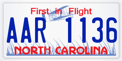 NC license plate AAR1136