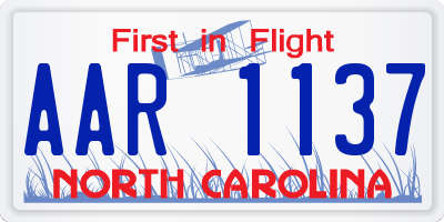 NC license plate AAR1137