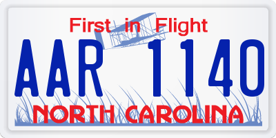 NC license plate AAR1140