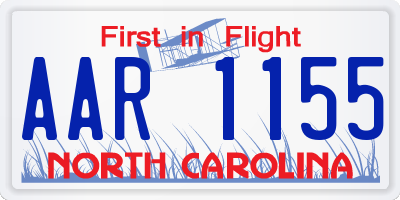 NC license plate AAR1155