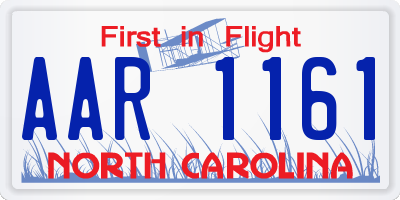 NC license plate AAR1161