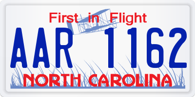 NC license plate AAR1162