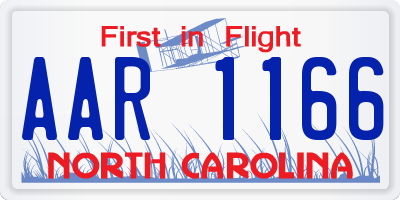 NC license plate AAR1166