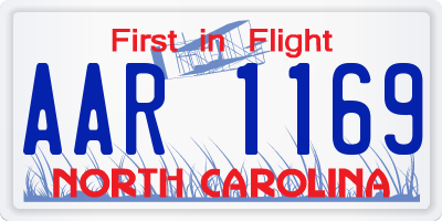 NC license plate AAR1169