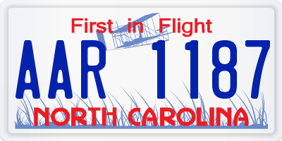 NC license plate AAR1187