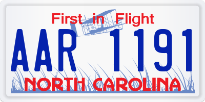 NC license plate AAR1191