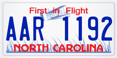 NC license plate AAR1192