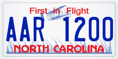 NC license plate AAR1200