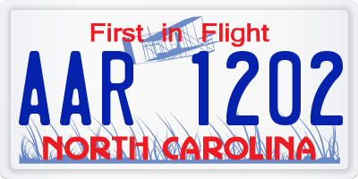 NC license plate AAR1202