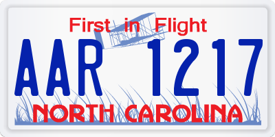 NC license plate AAR1217