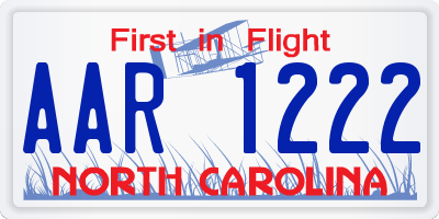 NC license plate AAR1222