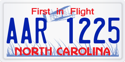 NC license plate AAR1225