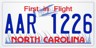 NC license plate AAR1226