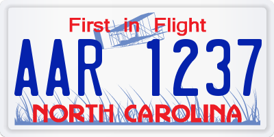NC license plate AAR1237