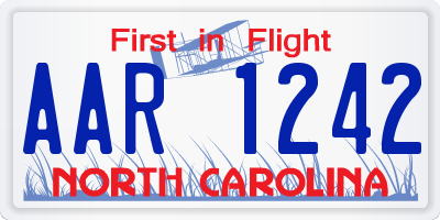 NC license plate AAR1242