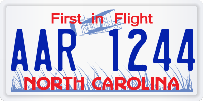 NC license plate AAR1244