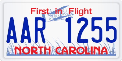 NC license plate AAR1255