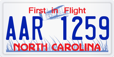NC license plate AAR1259