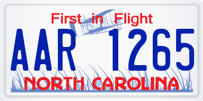 NC license plate AAR1265