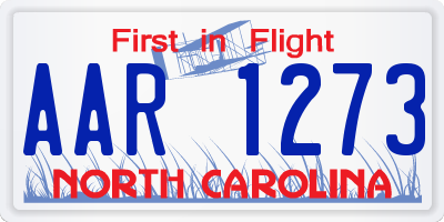 NC license plate AAR1273