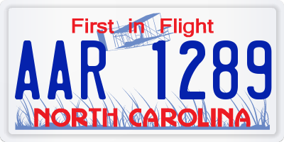 NC license plate AAR1289