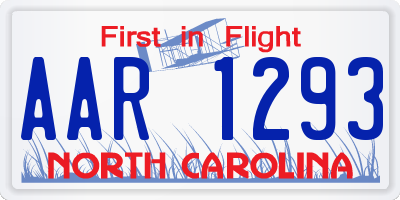 NC license plate AAR1293