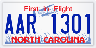 NC license plate AAR1301