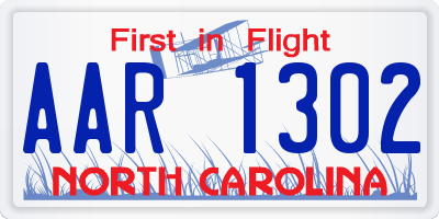NC license plate AAR1302