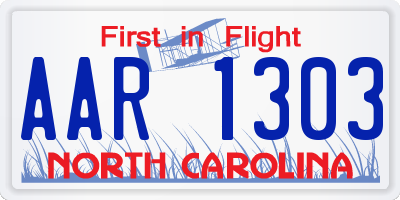 NC license plate AAR1303