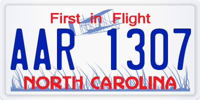 NC license plate AAR1307