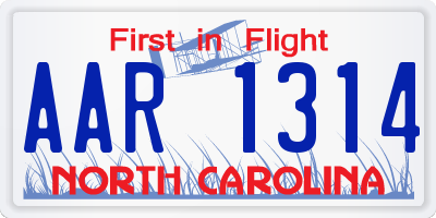 NC license plate AAR1314