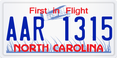 NC license plate AAR1315