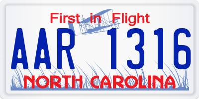 NC license plate AAR1316