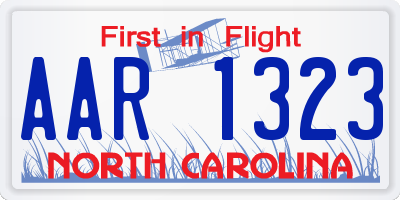 NC license plate AAR1323